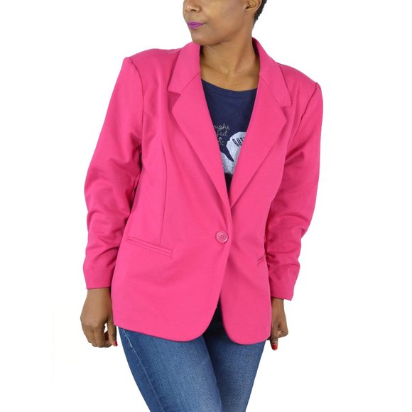 pink knit blazer
